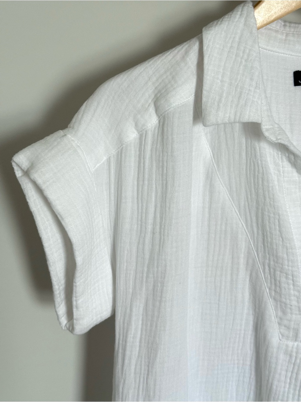 J. Crew V-neck Short Sleeve Soft Gauze Cotton Shirt Dress White Pockets Medium - Picture 7 of 16